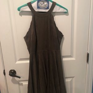 suede green halter dress